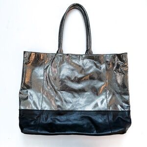 Margot Metallic Pyrite (Silver Gold) Leather Tote Bag